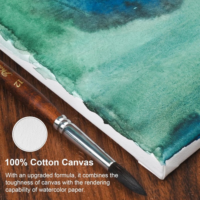 Phoenix Professional Stretched Watercolor Canvas - 16x20 Inch/3 Pack, 100% Cotton Water Color Canvases for Painting, 8 Oz. / 260g White Blank Medium Texture Canvas for Water Based Paints - Image 3